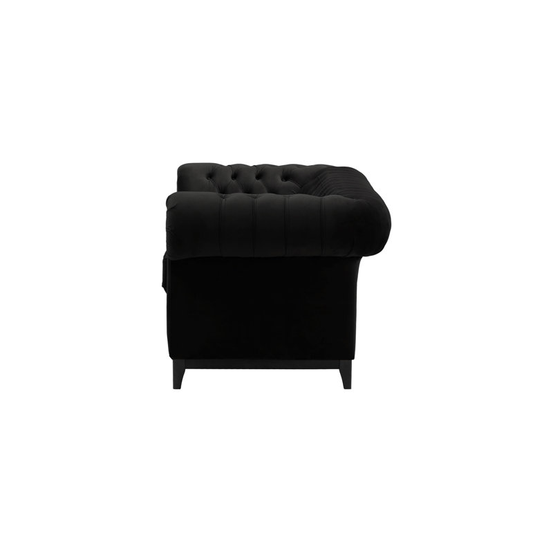 Fryar Velvet Sofa, Black, Black, 2