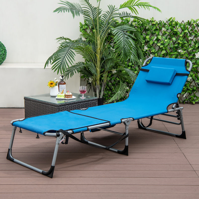 Samera Outdoor Metal Chaise Lounge, Blue