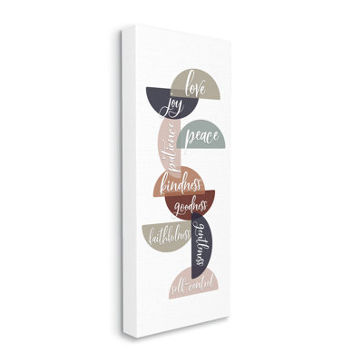Love Joy Patience Peace Kindness Text Layered Half Circles - Art textuel