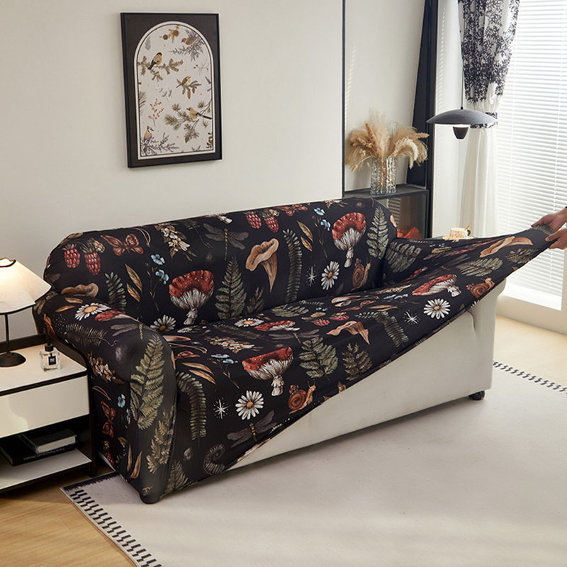 Housse extensible pour canapé Woodland Mushroom Botanical, H 40 po x l 118 po x P 39 po