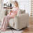 110" Camel Lambswool Sherpa 4-Seat Sofa, Modular Design with 3 Pillows