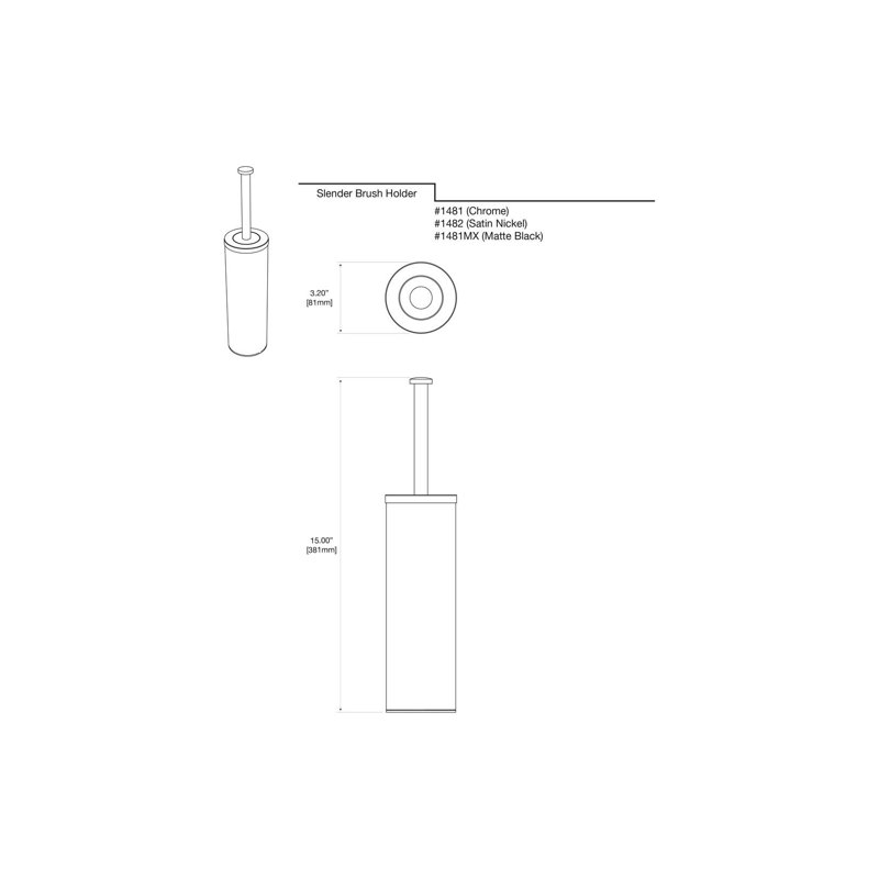 Porte-brosse en acier inoxydable 15 po Latitude II, Nickel satiné