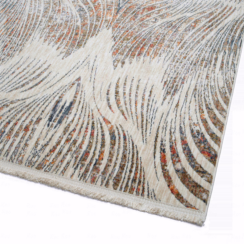 Tapis rectangulaire de style moderne abstrait à poils coupés 5 pi 3 po x 7 pi 3 po