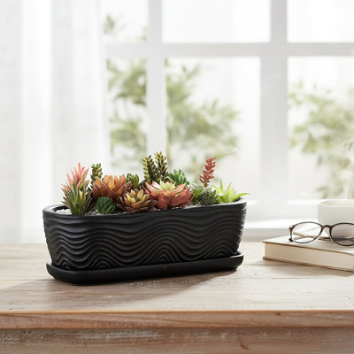 Indoor Matte Black Ceramic Pot Planter