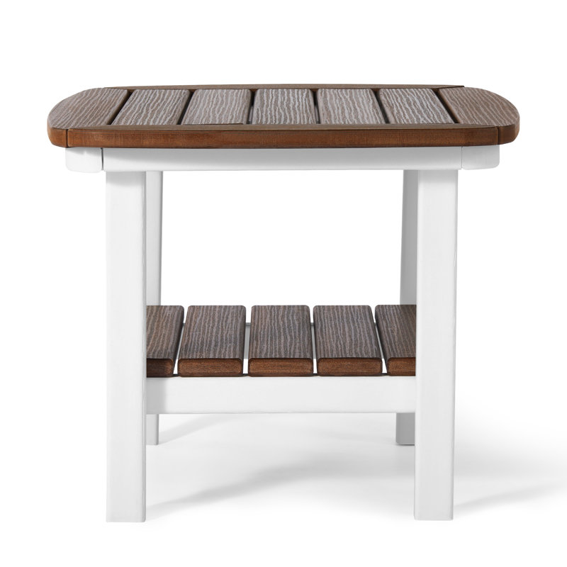 Table d'appoint carrée 21 po, blanc, Plateau brun foncé / base blanche