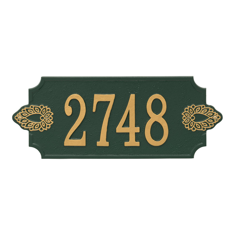 Plaque d'adresse murale personnalisée 1 ligne Sofia, Vert/doré, Oui