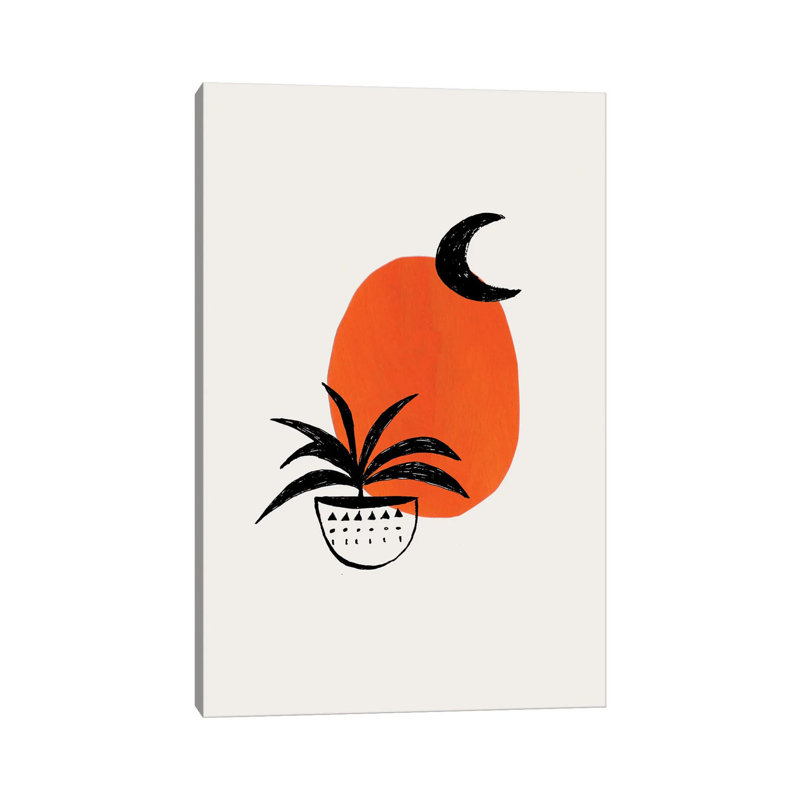 Mid Century Moon Plant by EnShape - Wrapped Canvas Gallery-Wrapped Canvas Giclée, 20.32 cm H x 30.48 cm W