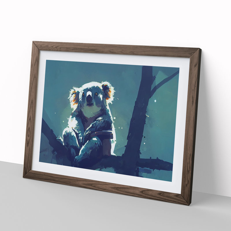 Koala Bear - Single Picture Frame Print, 34cm H x 46cm W x 2cm D, Walnut