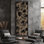 Motif floral moderne à l'encre moderne - motif abstrait botanique noir et taupe - grande impression encadrée sur toile de la chambre principale