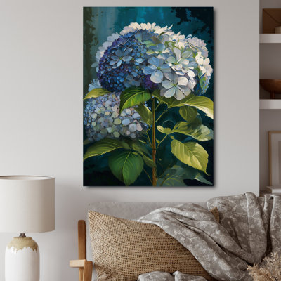 Hydrangea Bouquet Retro Illustration Framed On Canvas Print