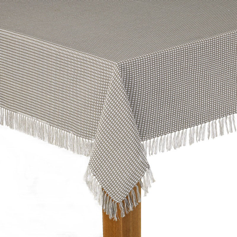 Chesnut Gingham 100% Cotton Tablecloth, 70" x 52" , Gray