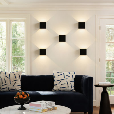 2-pack Led Black Square Up/down Wall Light, Adjustable Beam Angle Aluminum Ip65 Waterproof Wall Sconce