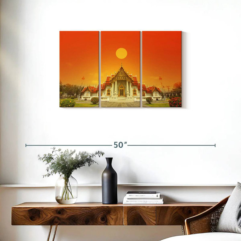 Soleil sur le temple de marbre, H 20 po x l 33 po