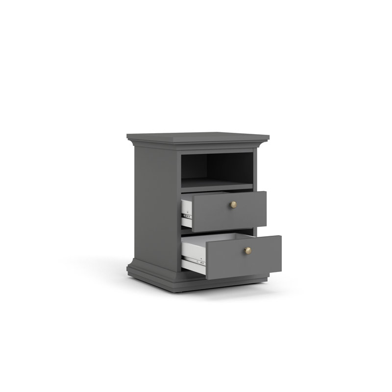 DeKalb 43.6 cm W Bedside Table, Dark grey