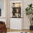 5 Tier Adjustable Bookcase with LED Lights, Roman Column Bookshelf, Open Shelves & Dual-Door Storage Cabinet