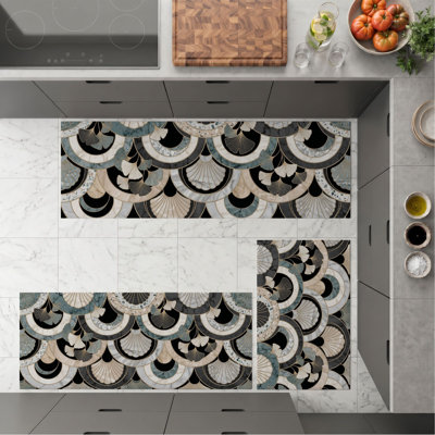 Abstract Swirl Non-Slip Washable Kitchen Mats