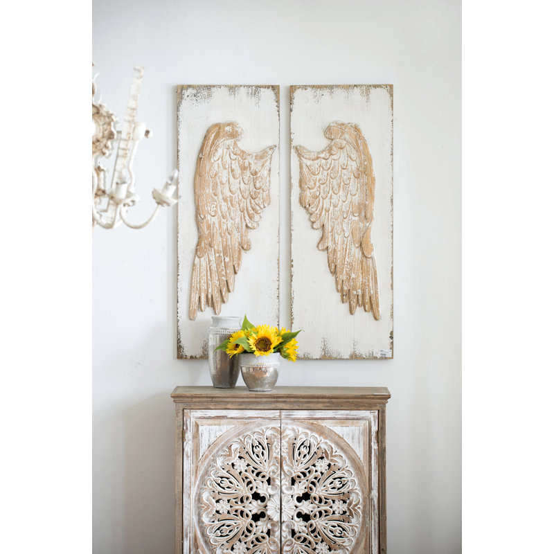 Ensemble de 2 panneaux muraux en forme d'ailes rectangulaires, 42 po x 15,5 po