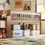Structure de lit simple avec tablette de rangement, garde-corps plateforme, noyer, glissade et, sans sommier, guide d'assemblage inclus Démontage facile-2064781164