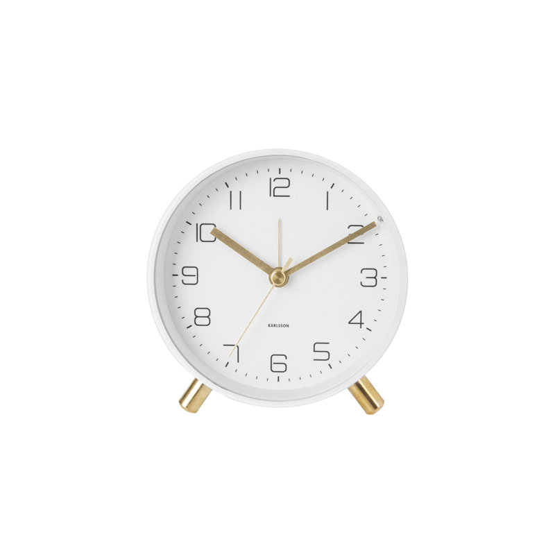 Lofty Analogue Metal Quartz Movement / Crystal Alarm Tabletop Clock, White