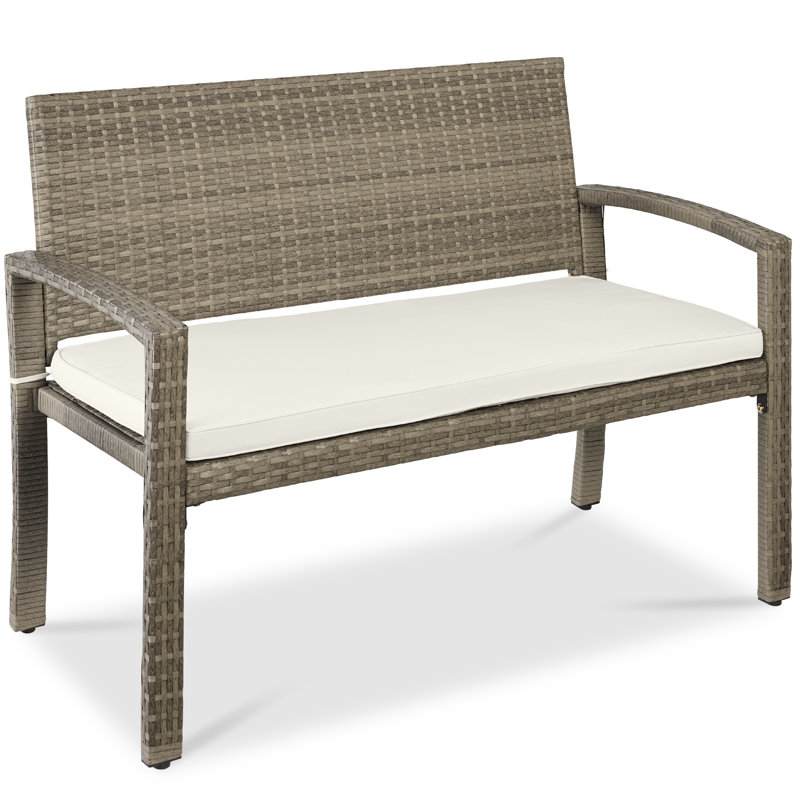 Mobilier de jardin en osier pour 2 personnes avec capacité de 700 lb - sable blanc / taupe, Taupe, Crème