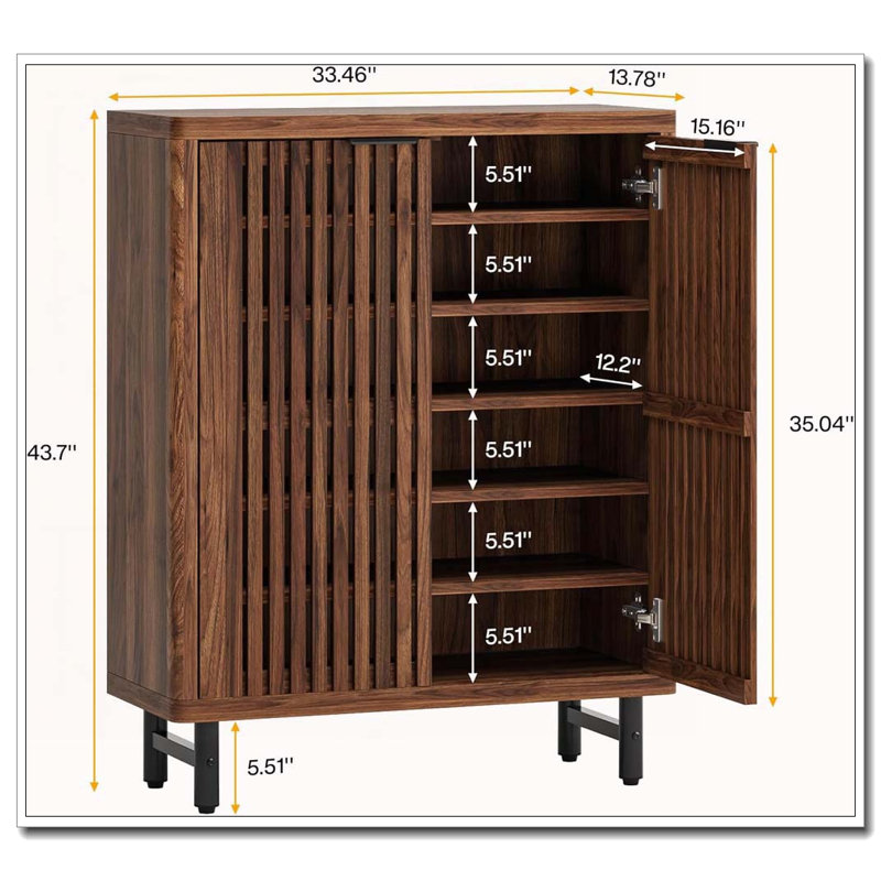 33.46" Storage Coffee Bar Cabinet With  2Doors & Shelves, Brown