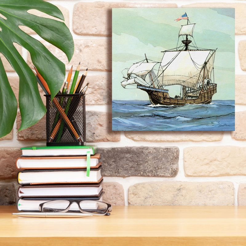 «Nautical Ships-a» par Jean Plout, art mural sur toile, H 12 po x l 12 po x P 0,75 po