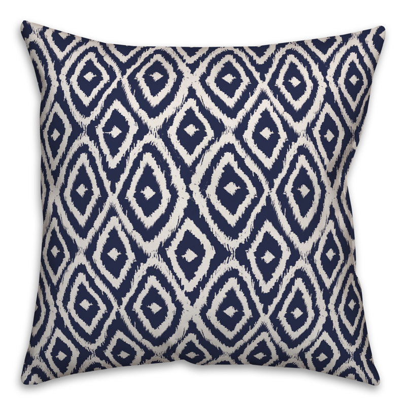 Geometric Throw Pillow, 16" x 16", Navy/White