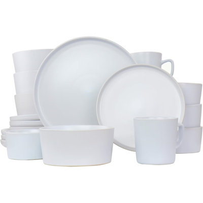 20-piece Matte Stoneware Dinnerware Set – Modern Round Plates, Bowls & Mugs