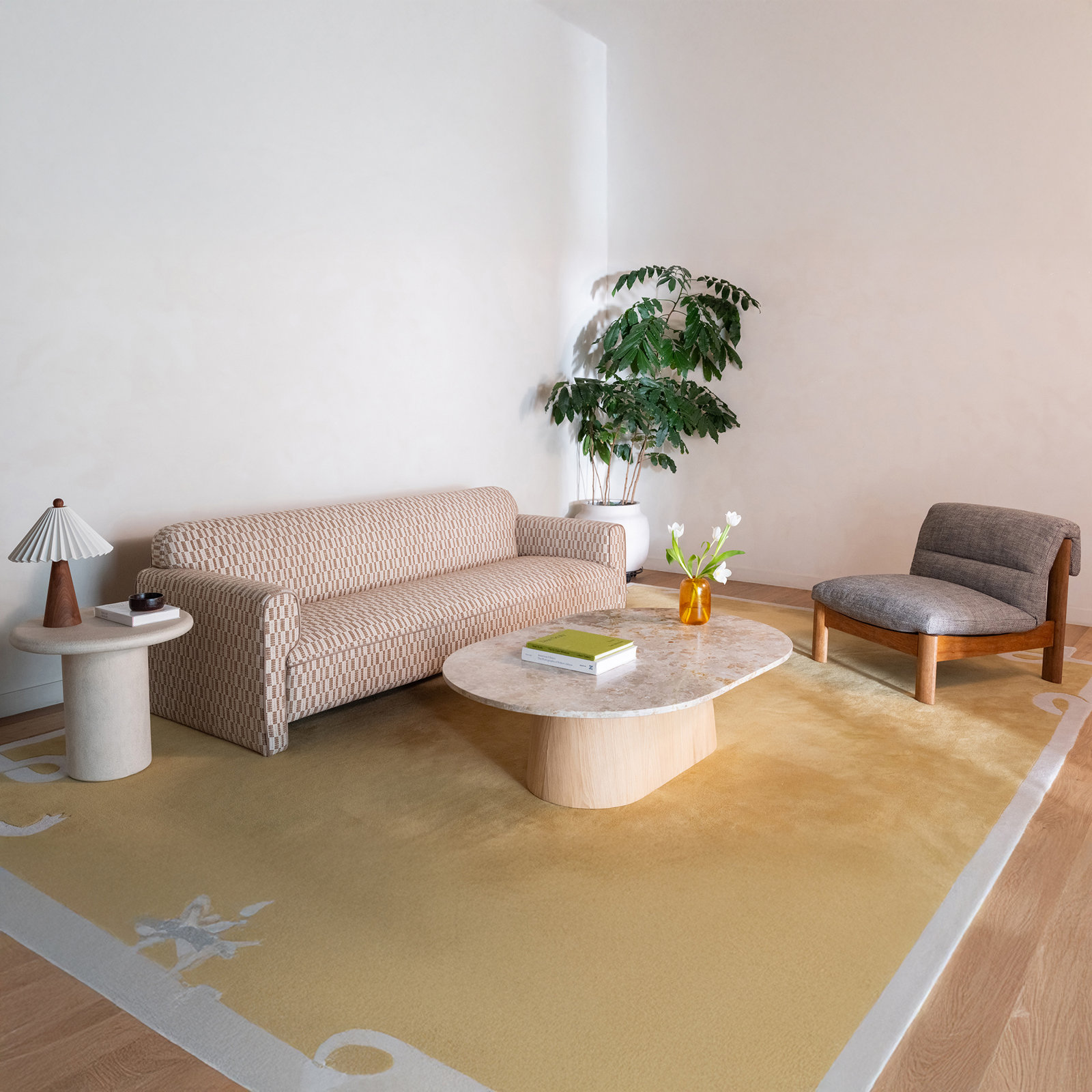 Bieke 90" Sofa, Geometric Shapes Tan