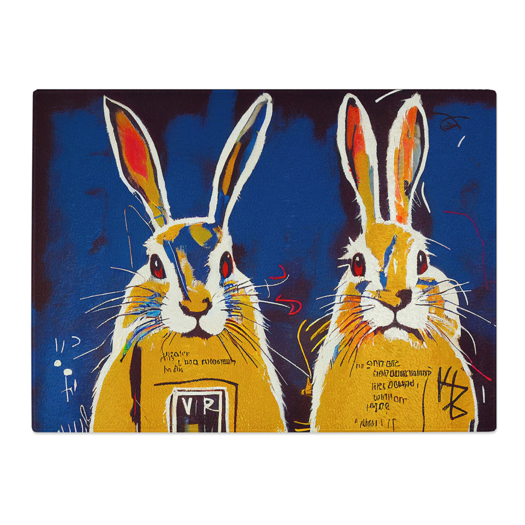 Graffiti Hares Abstract  Glass Chopping Board
