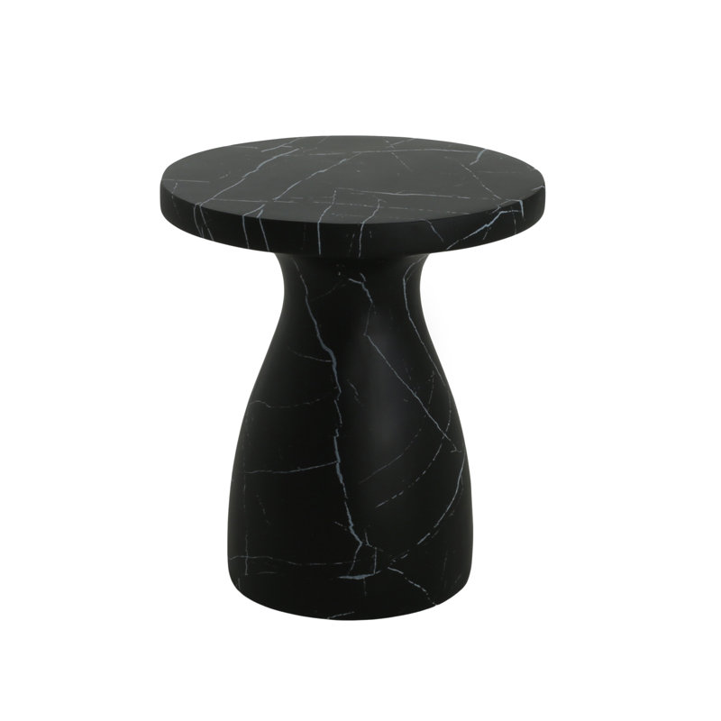 Table d'appoint d'extérieur en travertin MGO, table de bout en béton léger, effet marbre noir, Noir
