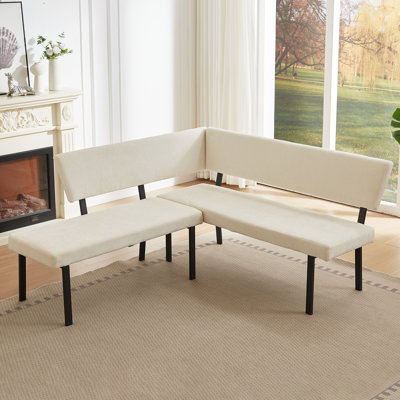 Modern  Corner Bench With  Upholstery And Metal Legs