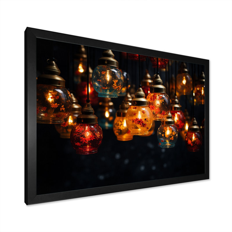 " Thailand Lanna Lanterns II ", Black Picture Framed, 34" H x 44" W x 1.5" D