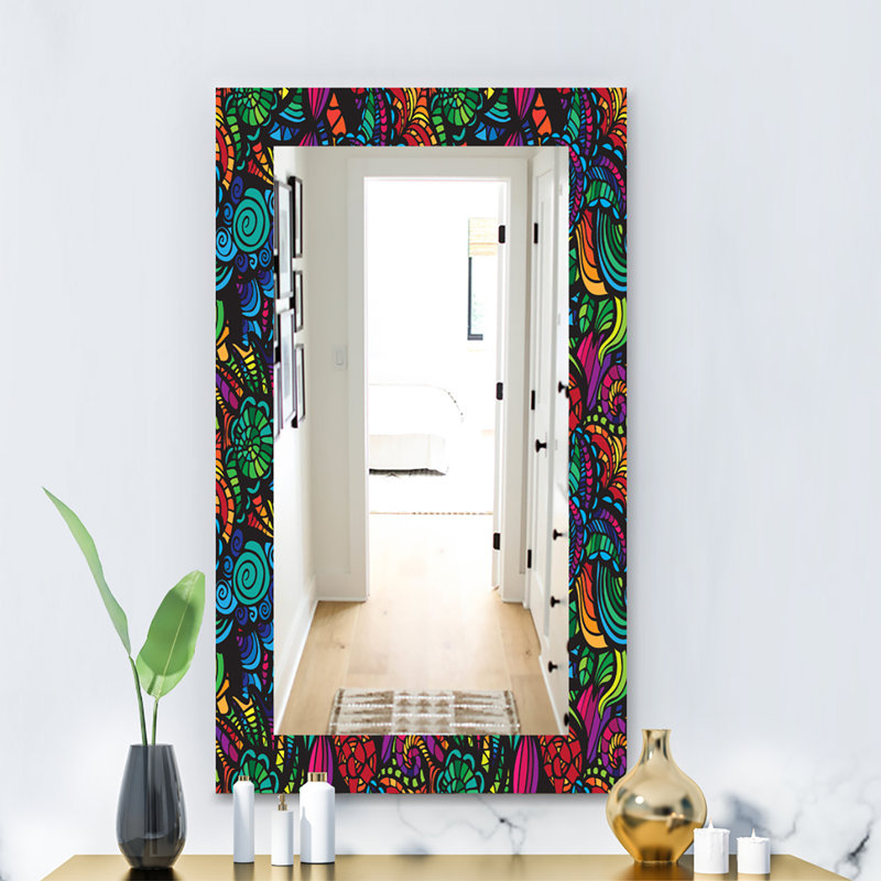 Miroir décoratif mural, miroir décoratif moderne, L 24 po x H 32 po, Motif cachemire
