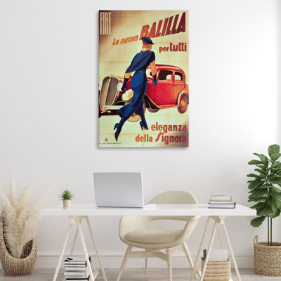 Antique Vehicle & Woman Advertisement Canvas, design by Marcus Jules