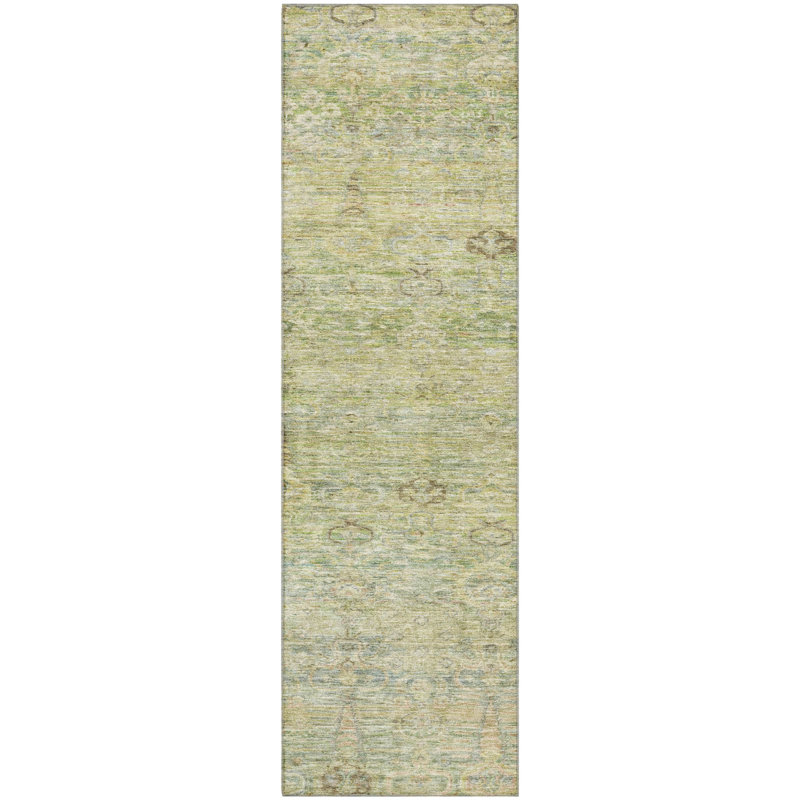 Premium Machine Washable Mayfield AMF2090 Global Rug, 2'3" x 7'6" Runner, Green