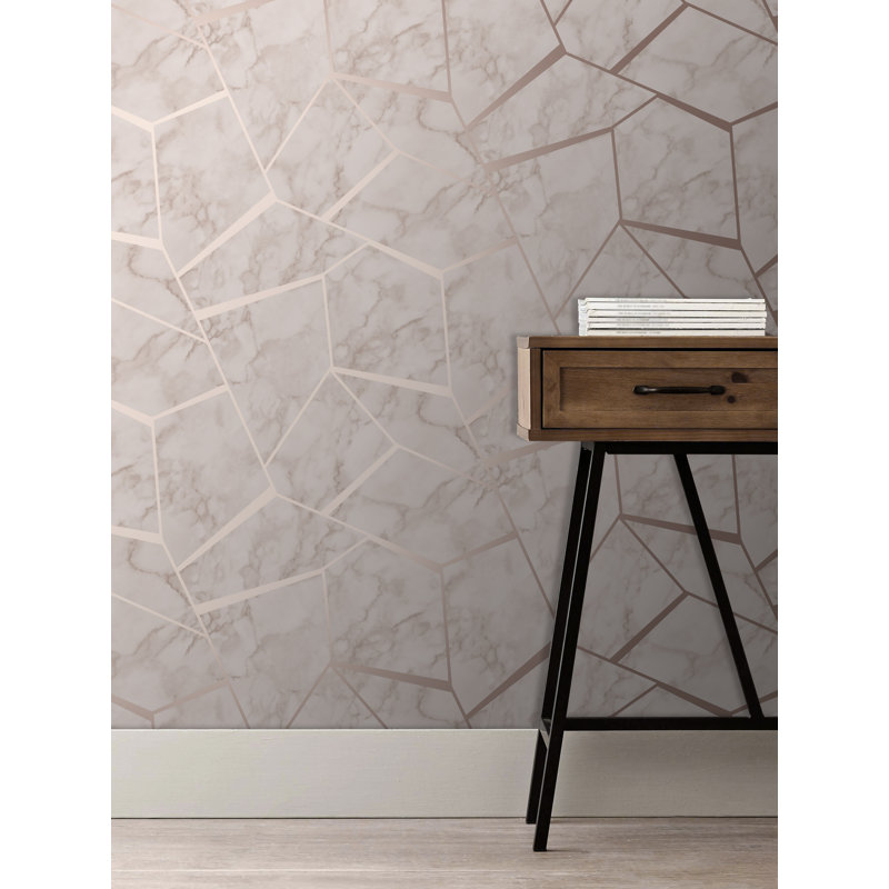 Marblesque Fractal Marble Wallpaper, Rose Gold