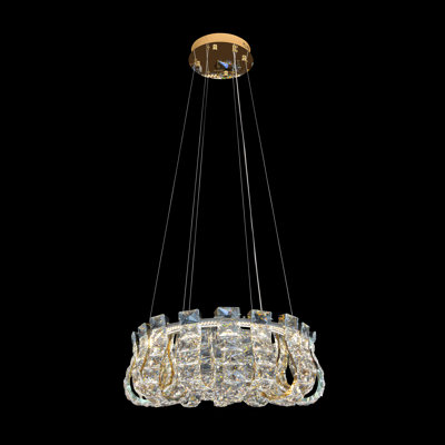 Luminaire suspendu luxueux moderne en cristal à DEL - 23 po, à intensité variable avec télécommande