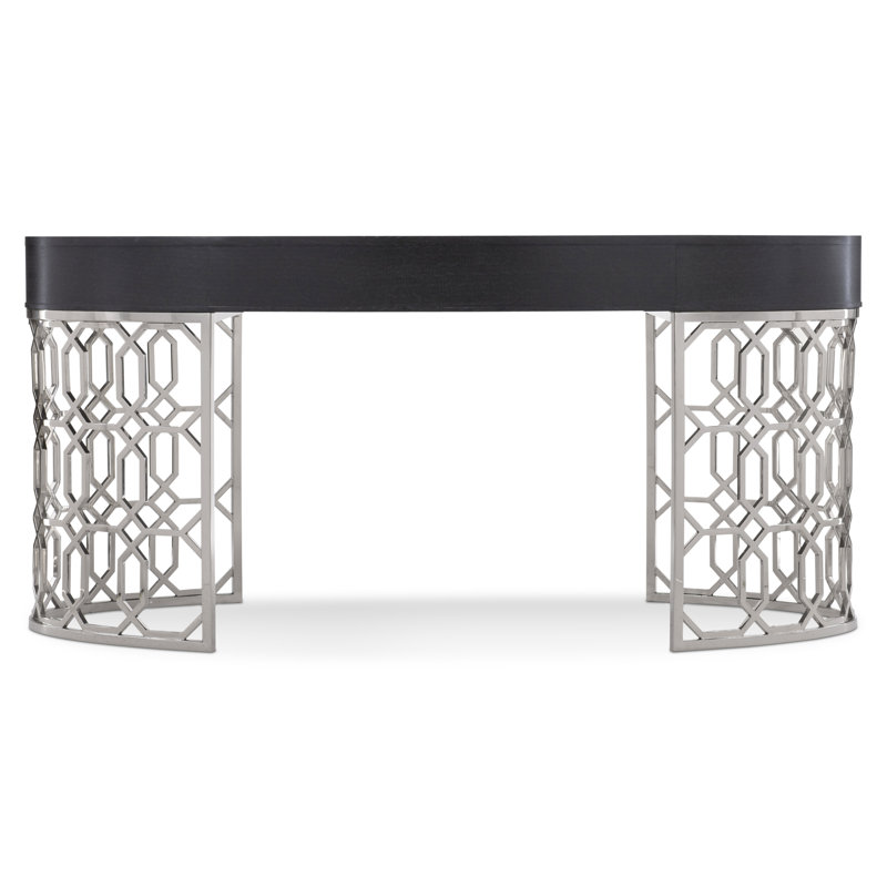 Black Wood Transitional Writing Desk with Drawer