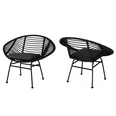 Chaise contemporaine à panier pour l'extérieur - gris, fer et plastique, 29,12 po Grand, 22,97 po de largeur, 36,05 po de profondeur, 11,61 lb, assemblage requis Élégants espaces en acier