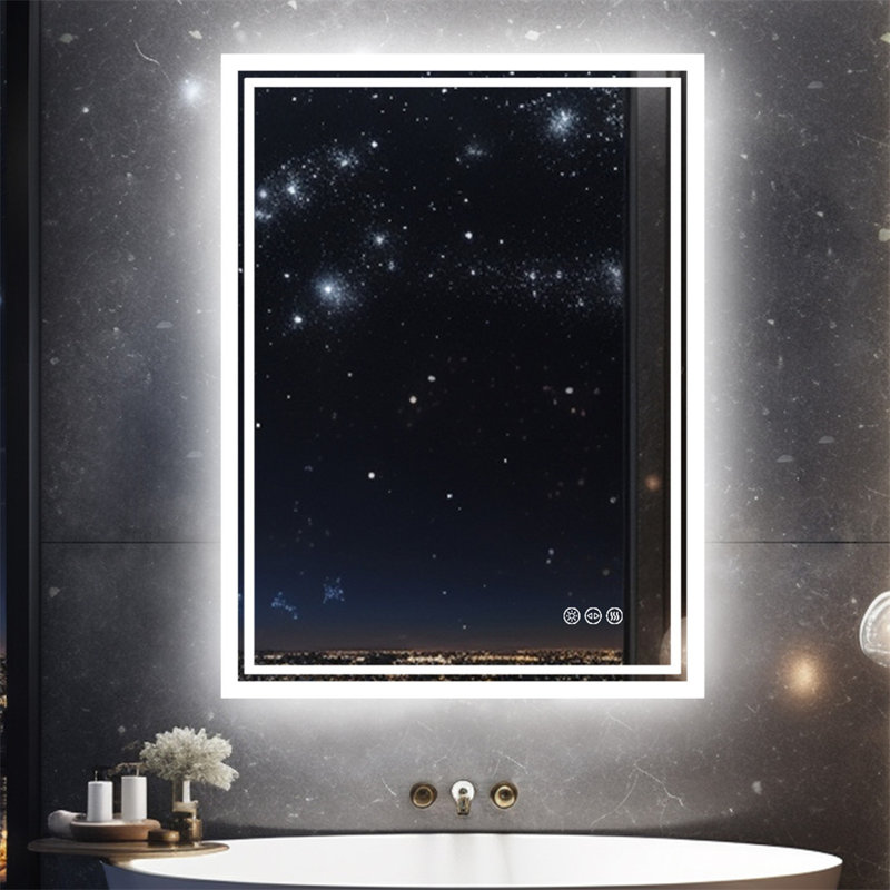 Alona Backlit LED Anti-Fog Bathroom Vanity Mirror, 70cm H x 50cm W