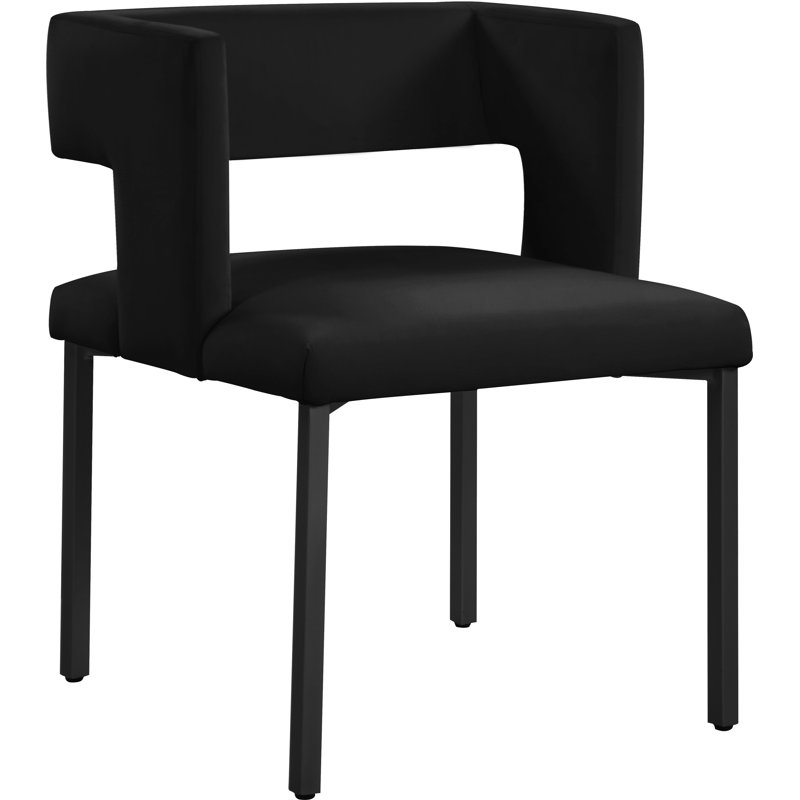 Fauteuil en velours Caleb, Noir mat, Velours noir