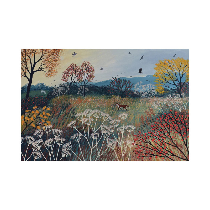 Across Autumn Meadow by Jo Grundy - Painting on Canvas, Wrapped Canvas, 66.04cm H x 101.6cm W x 3.81cm D