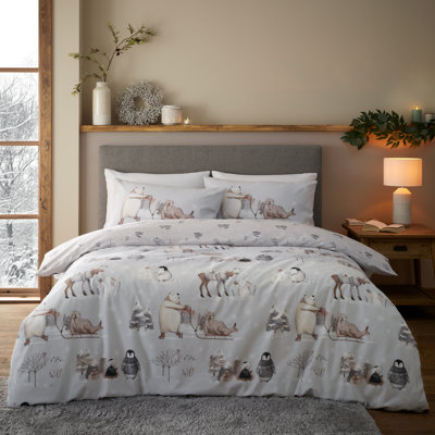 Brushed Cotton Winter Animals Duvet Cover Set