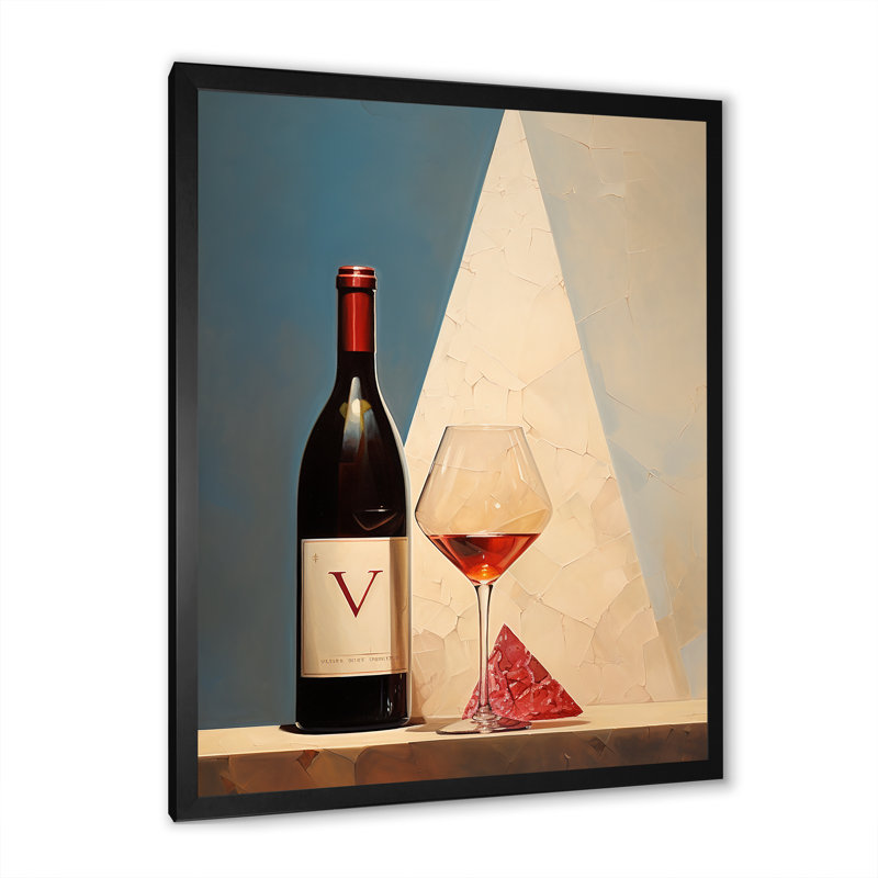 Cavas Crispness - Wine Wall Decor, Black Single Picture Framed, 32" H x 24" W x 1" D
