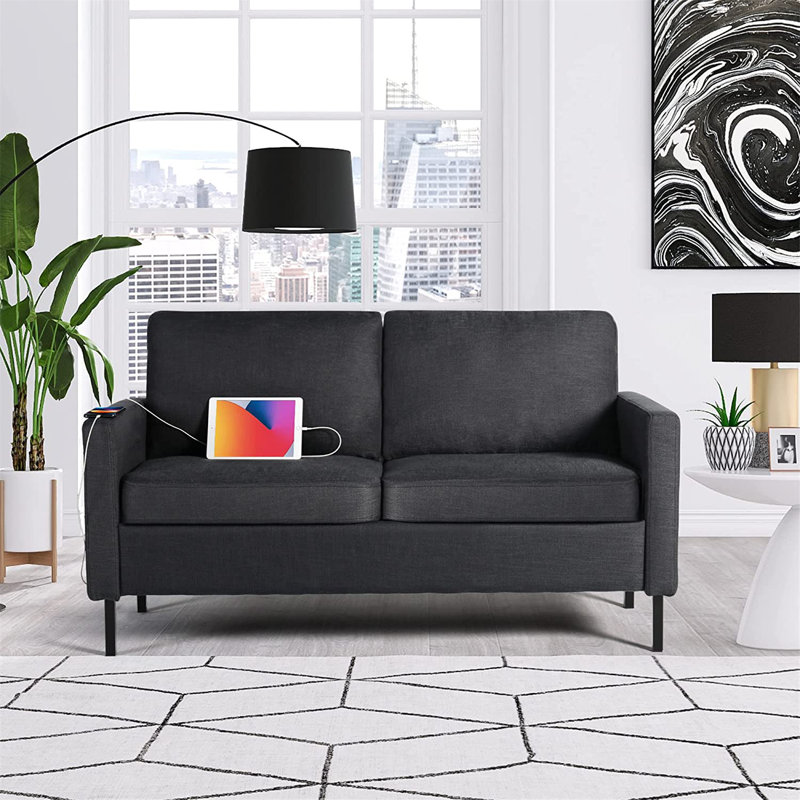 Redi Upholstered 56.3'' Loveseat, Dark Gray