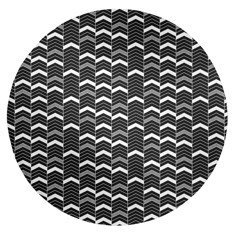 Tapis noir/gris à chevrons lineed, Rond 5 pi