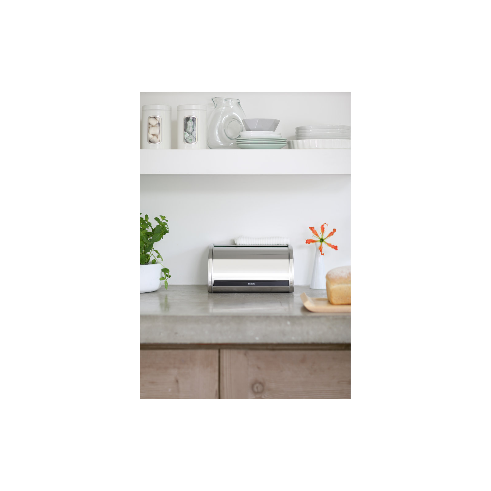 Brabantia Medium Roll Top Bread Box, Brilliant Steel