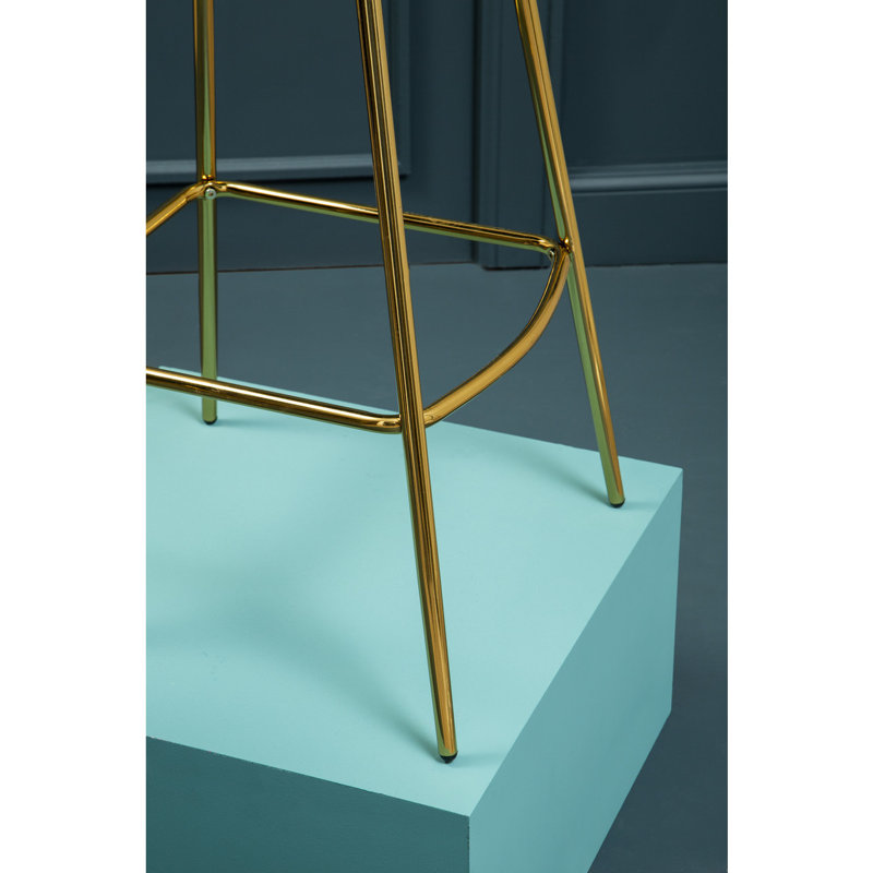 Foosland Upholstered Counter Stool with Metal Frame, Gold, Mink