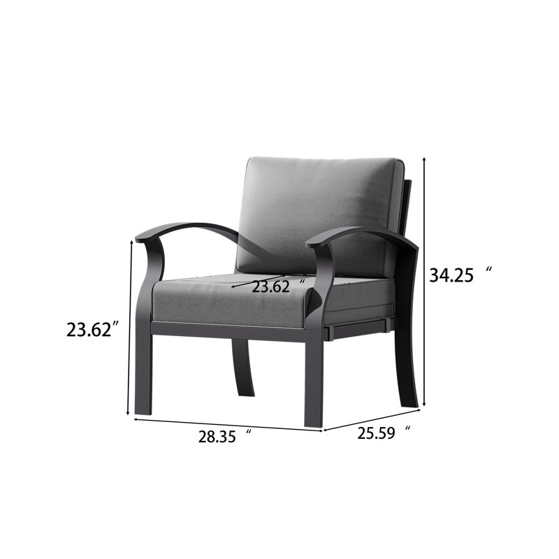 Méridienne 28,4 "pour l'extérieur avec coussin moelleux (ensemble de 4), Gris